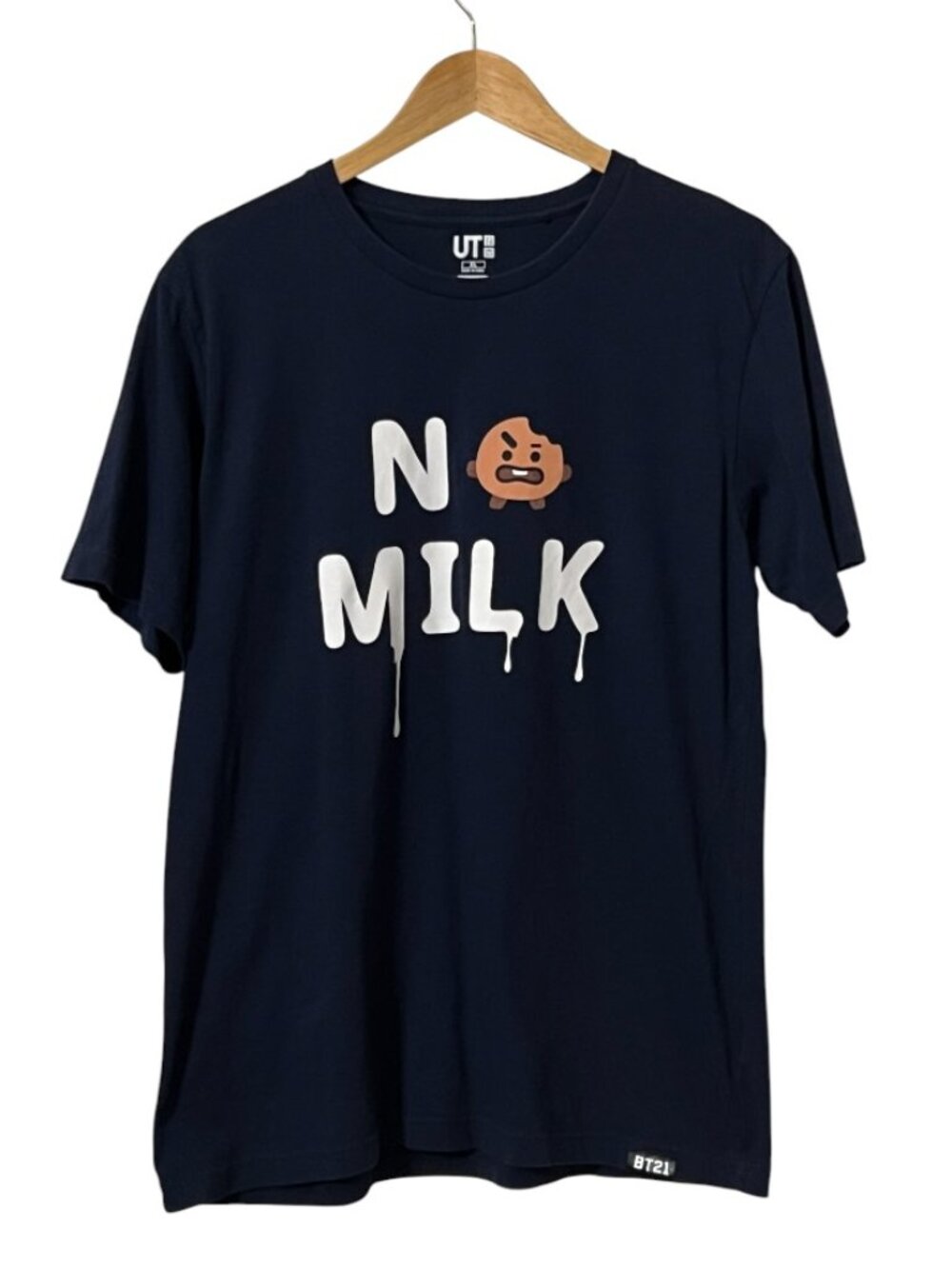 UNIQLO UT BT21 Shooky No Milk T Shirt Mens XL Navy Blue BTS Graphic Tee K Pop